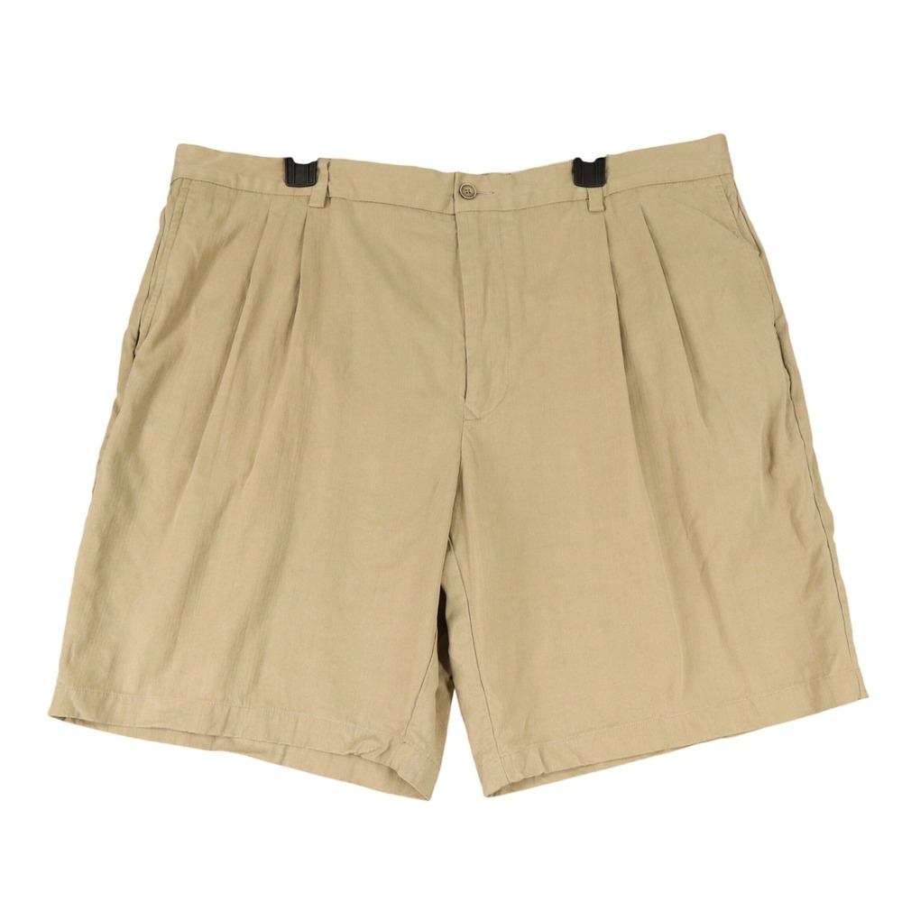 Tommy Bahama Shorts Mens 42 Tan Silk Bamboo Pleated Relaxed Resort Wear